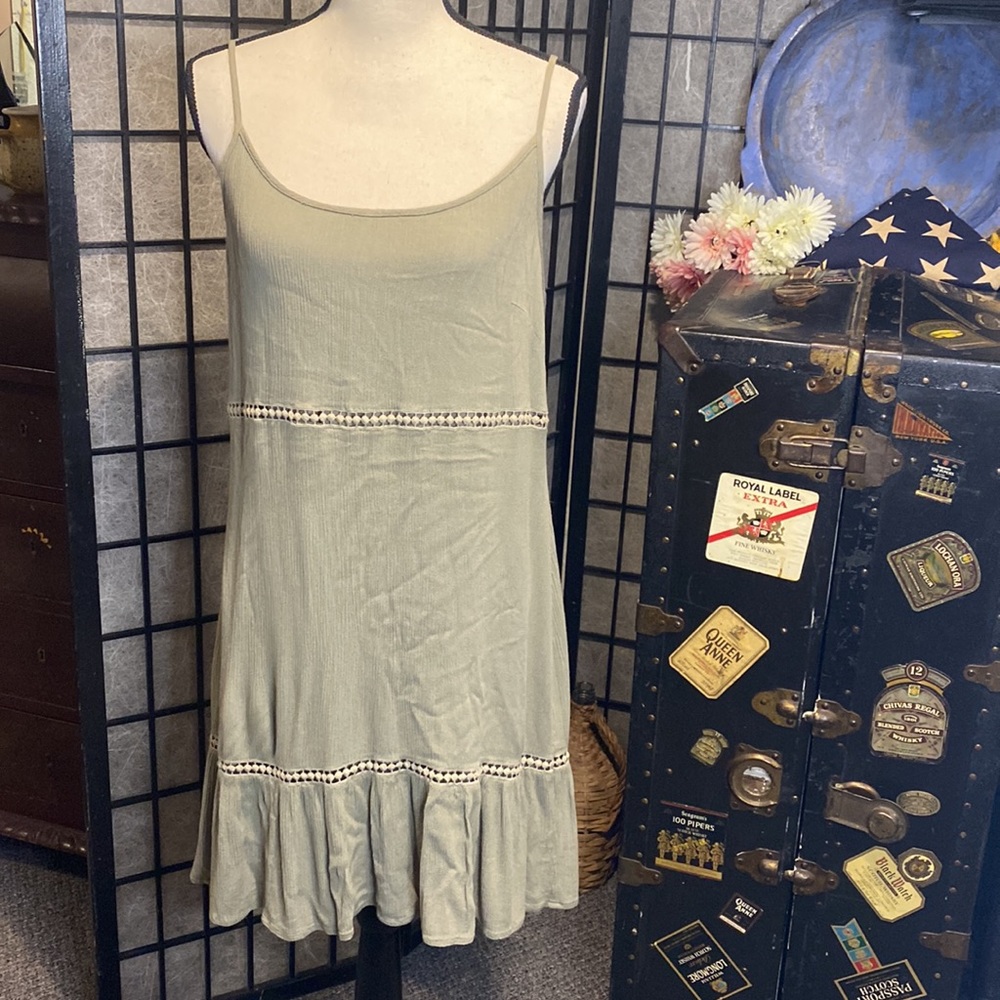 VENUS Green Spaghetti Strap Sun Dress